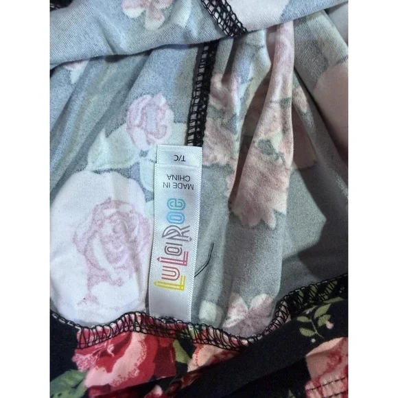 LuLaRoe Leggings Womens TC Black Pink Rose Floral NWT Tall & Curvy Stretch - Picture 2 of 3